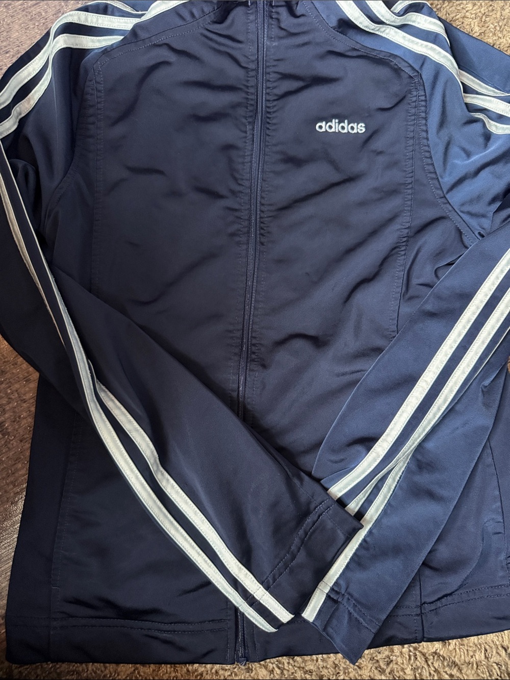 Women’s Navy Track Jacket with White Stripes